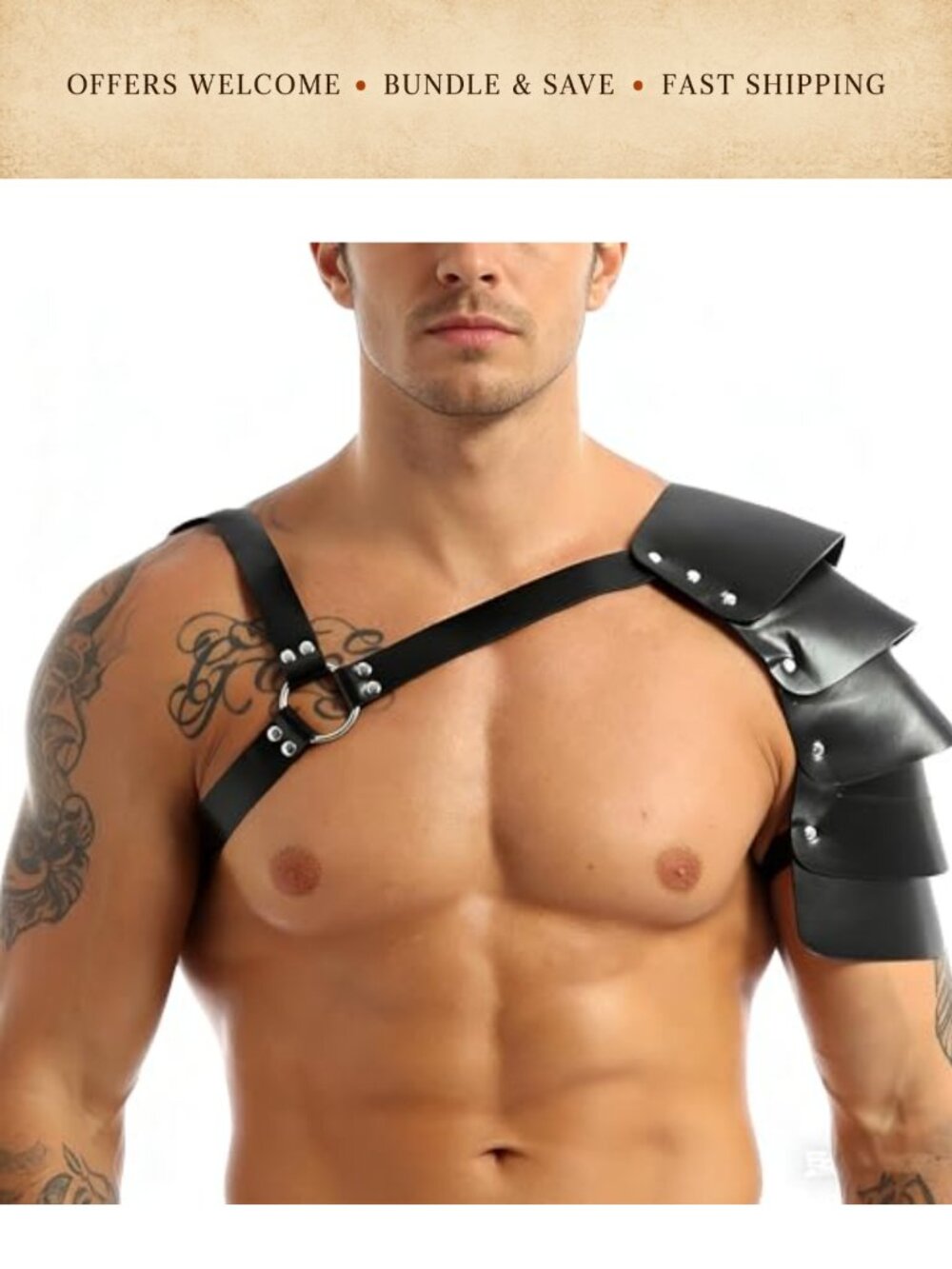 Medieval Knight Shoulder Armor PU Leather Viking Pauldron Cosplay Costume